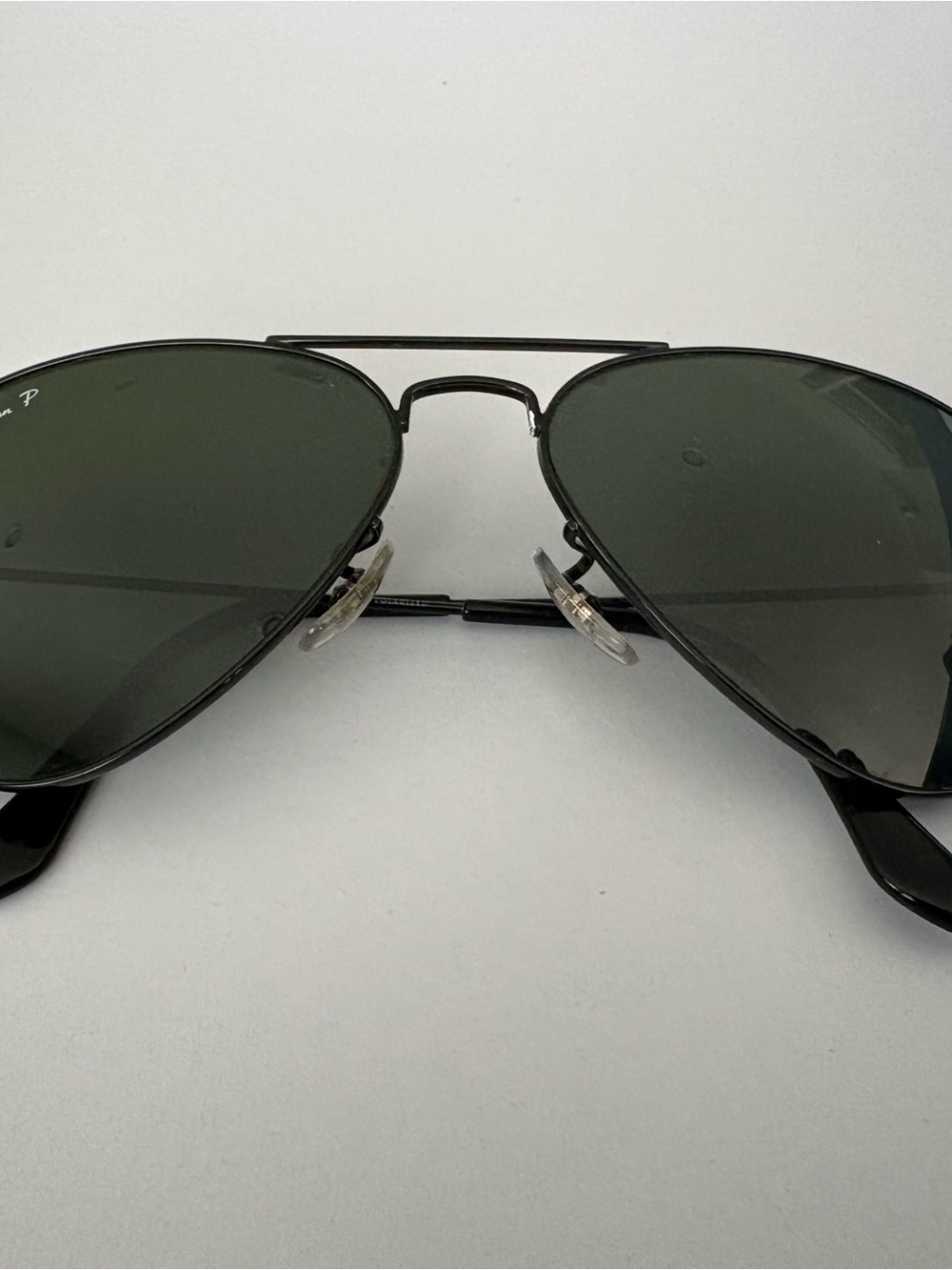 Ray-Ban Black Frame Dark Green Lens Aviator Sunglasses